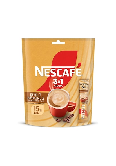 Nescafe 3ü1 Arada Sütlü Köpüklü Hazır Kahve Poşet 17,4 Gr 15 Adet Çözünebilir