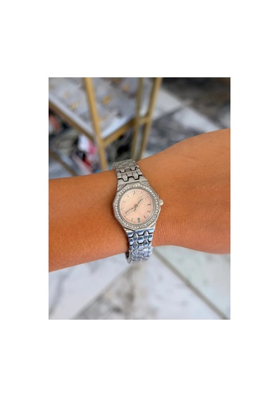 Pembe Detaylı Silver Model Kadın Saat Gümüş