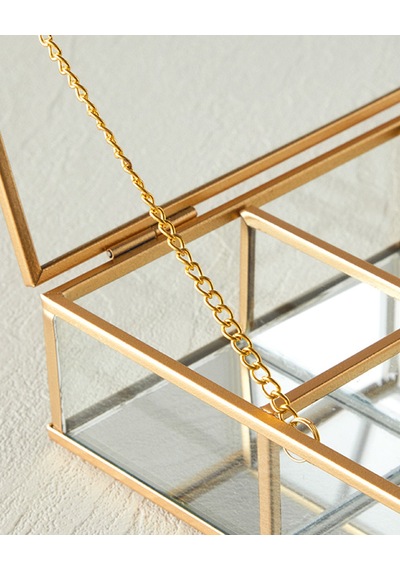 English Home Glossy Bölmeli Cam Takı Kutusu Gold