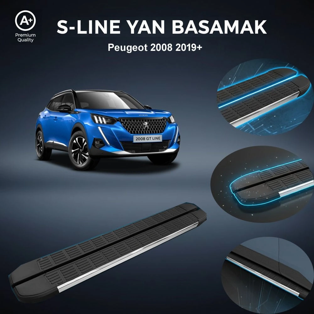 Peugeot 2008 S-line Premium Krom Yan Basamak 2019 Sonrası