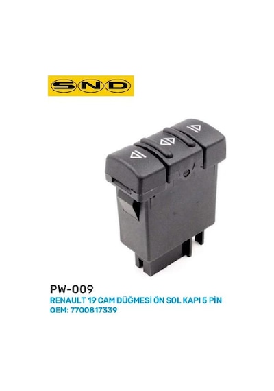 Renault 19 Cam Düğmesi Ön Sol Kapı 5 Pin Oem: 7700817339