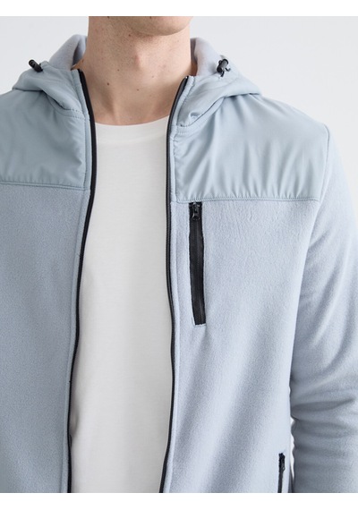 Lcwaıkıkı Classic Gri Kapüşonlu Polar Erkek Fermuarlı Sweatshirt