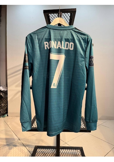 Real Madrid Ronaldo Uzun Kol Turkuaz Futbol Forması Çok Renkli