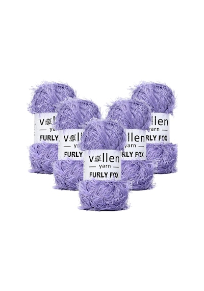 5 Adet Furly Fox El Örgü Ipi Hırka Kazak Ipliği,tuylu Ip,pelus Ip,sakalli Ip,,paspas Ipi, Lila