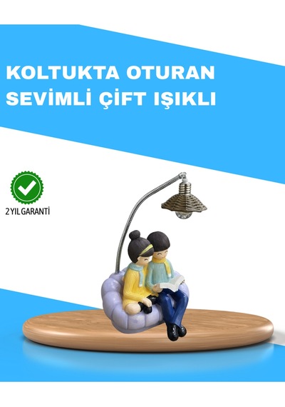 Romantik Çift Temalı Dekoratif Masa Lambası Yumuşak Led Işık Karışık