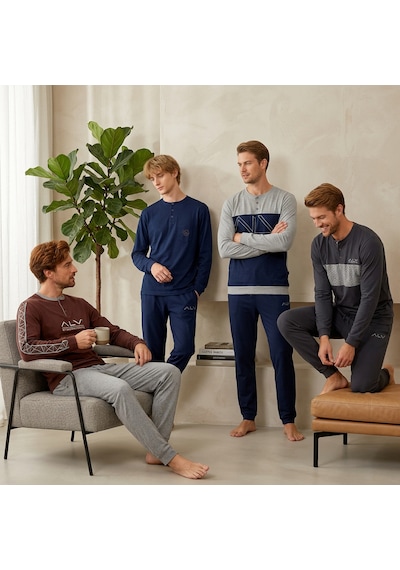 Bonbon Erkek Pamuklu Bohçalık Ve Çeyizlik 4 Adet 2'li Pijama Takımı Bb2241 Çok Renkli