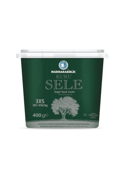 Marmarabirlik Kuru Sele 381-410 KB 3XS Siyah Zeytin Kutu 6 x 400 G