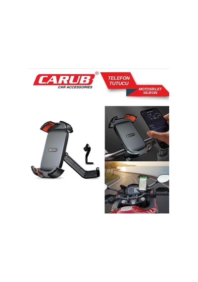 Telefon Tutucu Motorsiklet Metal Silikon Siyah