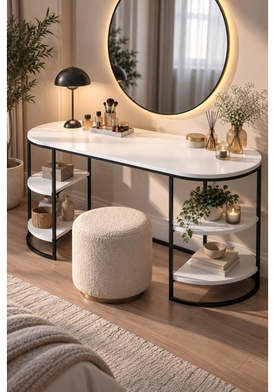 Sulorahome Beyaz Çalışma Ve Makyaj Masası 140 Cm