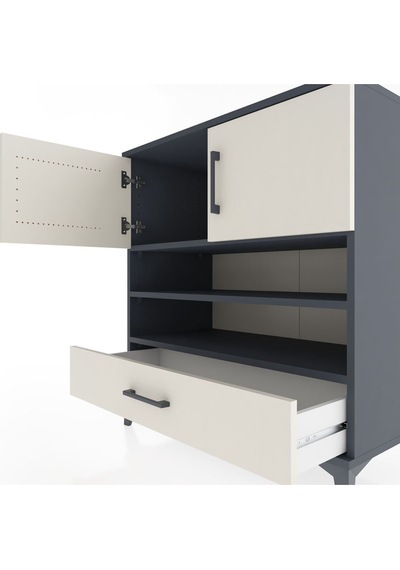 Hyperion Şifonyer 3 Raflı Tek Çekmeceli 2 Kapaklı 88x44x96 Antrasit-aytaşı Antrasit Hyperion Şifonyer 3 Raflı Tek Çekmeceli 2 Kapaklı 88x44x96 Antrasit-aytaşı Antrasit