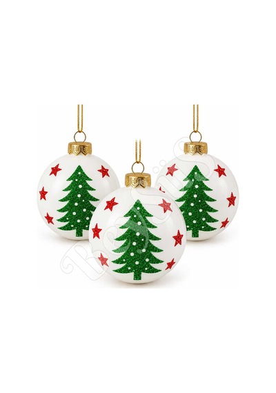 Beysüs Yılbaşı Çam Ağacı Süsü Parlak Noel Ağaç Holiday Cici Top 8cm 3lü