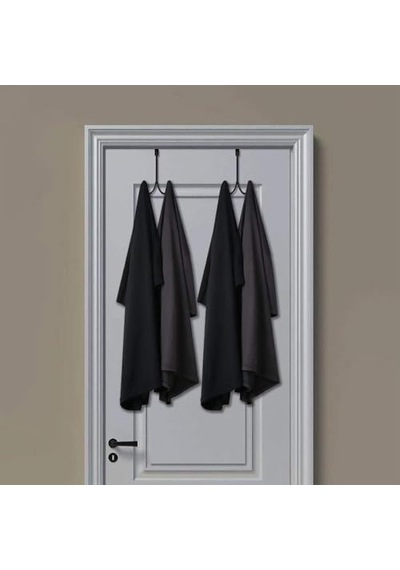 Aputue Kapı Askısı Door Hook, 2 Adet Çift Kancalı Siyah Metal Organizatör, Banyo Ve Yatak Odası İçin Ağır Hizmet Tipi Askı Aparatı, Havlu Bornoz Ceket İçin Çizilmez Süngerli Kapı Arkası Askısı
