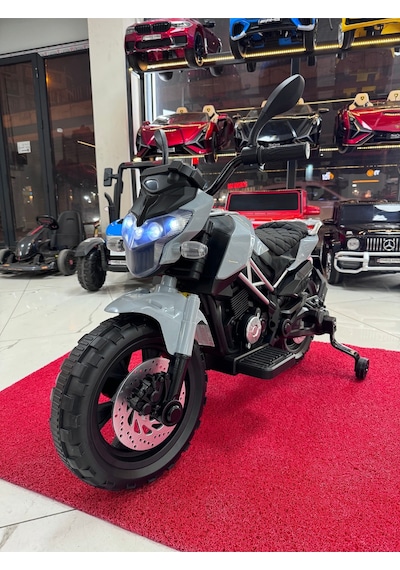 3-10 Yaş 12 Volt Akülü Motor Akülü Motosiklet Gri