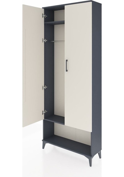 Arges Dolap 2 Raflı 2 Kapaklı Tek Askılı 88x30x221 Antrasit-aytaşı Antrasit