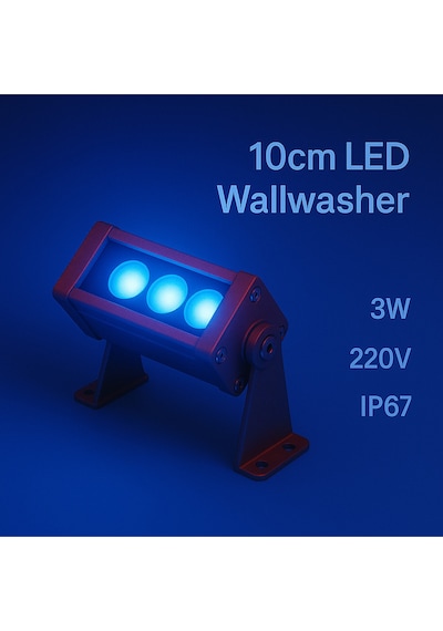 10cm 3w Led Wallwasher Mavi Dış Cephe, Minare, Bahçe Aydınlatma Iç-dış Kullanım Ip65 Mavi