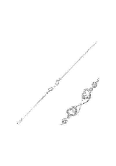 Gümüş Kalpli Sonsuzluk Bayan Bileklik Br0460197