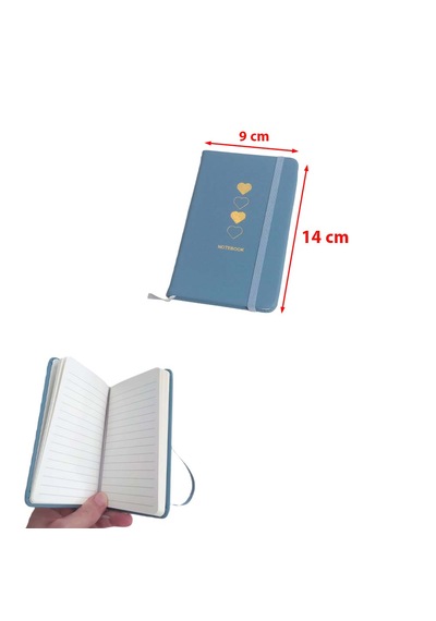 80 Yaprak Çizgili A6 Not Defteri Lastikli 5 Orta Küçük Bloknot Ebat: 14 Cm X 9 Cm Mavi