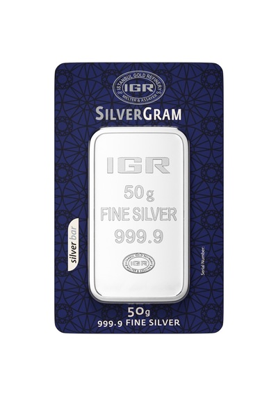 50 Gram Külçe Gümüş 999 / 999,9 Saflık Yatırımlık Gram Gümüş, Rafineri Ambalajlı
