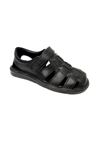 Moda Ayakkabı 0453 Siyah Deri Erkek Sandalet