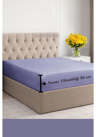 Lila Renkli %100 Pamuklu Penye Kumaş Fitted Lastikli Çarşaf