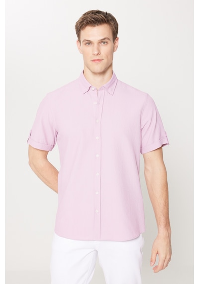 AC&Co / Altınyıldız Classics Erkek Lıla Slim Fit Dar Kesim Gizli Düğme Yaka Kısa Kollu Gömlek Lila AC&Co / Altınyıldız Classics Erkek Lıla Slim Fit Dar Kesim Gizli Düğme Yaka Kısa Kollu Gömlek Lila