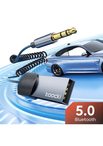 Toocki Aux Bluetooth Mikrofonlu 3.5mm 5.0 Verici Araç Kiti