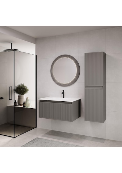 Denko Belgrad 40 Cm Çimento Gri Banyo Çamaşır Boy Dolabı Antrasit