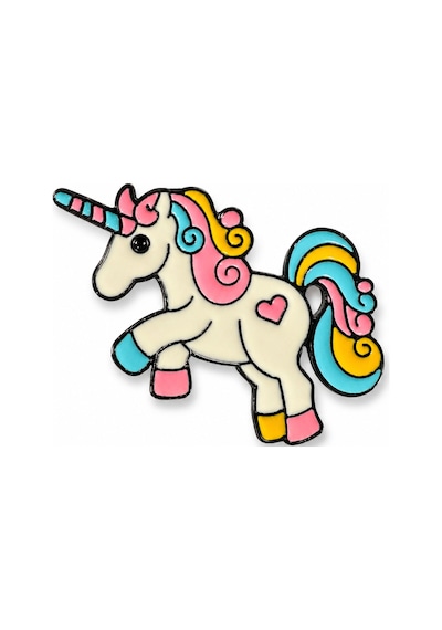 Renkli Unicorn Figürlü Çocuk Rozeti Çanta Ve Kıyafet İçin Hediye Gri