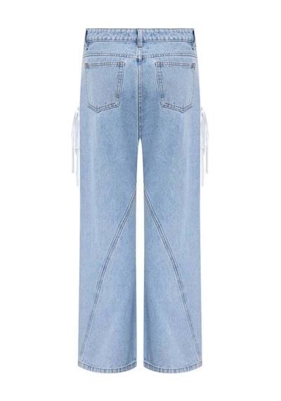 American Rag Cie Dollhouse Jean: Düşük Bel, Dantel Yanlar Ve Şık Düz Kesim Mavi