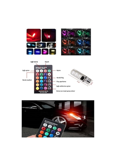 18 Led Rgb T10 Kumandalı Çakarlı Park Ampülü