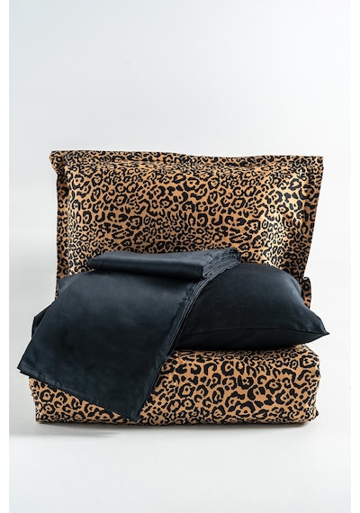 Soley Panthera %100 Pamuk King Size Saten Nevresim Takımı Kahverengi