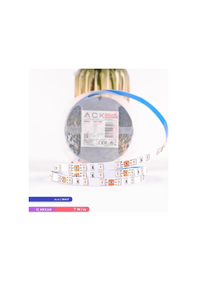 ACK Şerit LED 60 Led'li Mavi Işık 7W 5 Metre AS01-00806