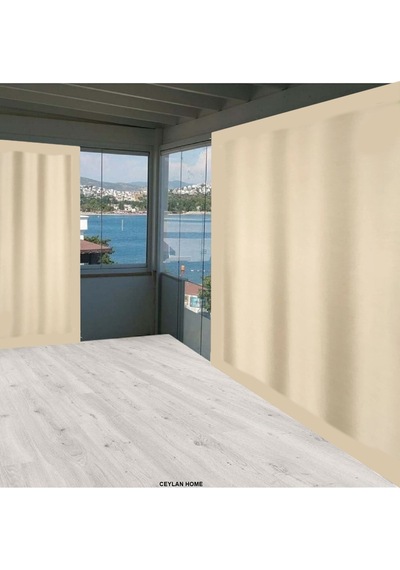 Gencer Home Balkon Perdesi Kuş Gözü Ölçü Seçenekli Düz Krem Krem