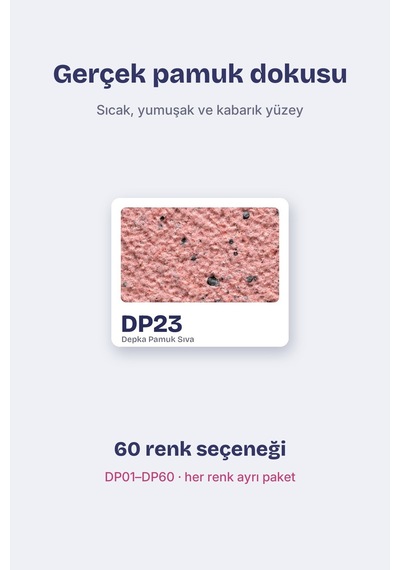 Depka Pamuk Sıva Dp23 2 Kg 7-8 M² İpek Sıva Alternatifi Isı Ve Ses Yalıtımlı Dekoratif Sıva