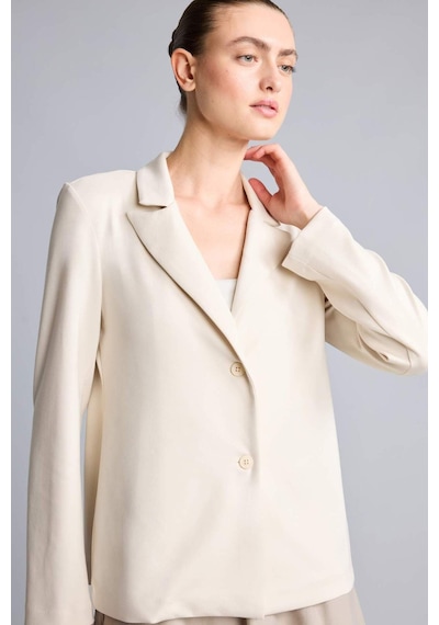 Defacto Standart Fıt Ceket Yaka Blazer Ceket G2228ax26sper218 Ekru-er218