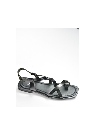 Fox Shoes Siyah Hakiki Deri Parmak Arası Kadın Sandalet M29184120