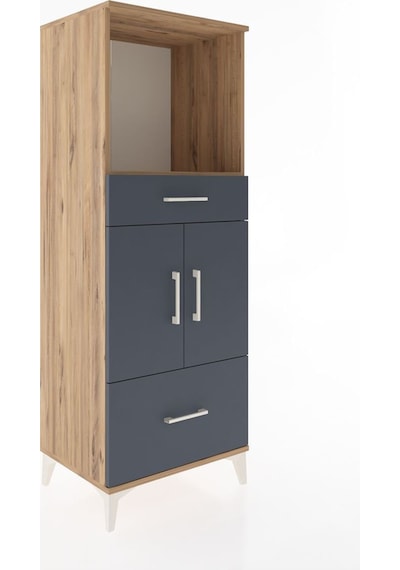 Hyperion Dolap 2 Raflı 2 Çekmeceli 2 Kapaklı 60x44x163 Çam-antrasit Atlas Çam