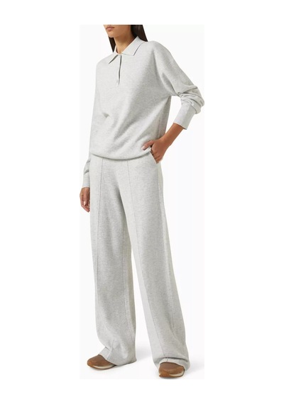 12storeez Relaxed Fit Polo Yaka Kazak, Merino Yünü Karışımlı, Ve Rahat Siluet Açık Gri