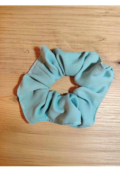 Handmade Çift Dikişli Xl Scrunchie Saç Tokası Turkuaz