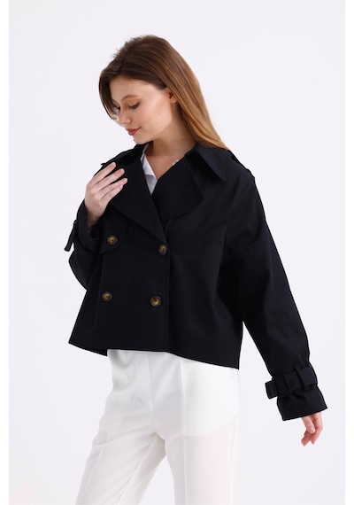 Pastelastore %100 Pamuk Gabardin Astarlı Oversize Geniş Kalıp Kadın Crop Kısa Trençkot 1122 Siyah Pastelastore %100 Pamuk Gabardin Astarlı Oversize Geniş Kalıp Kadın Crop Kısa Trençkot 1122 Siyah
