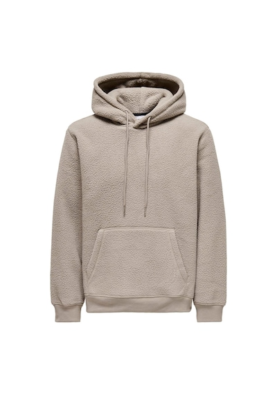 Only & Sons Erkek Kapüşonlu Peluş Sweatshirt 22030287 Bej
