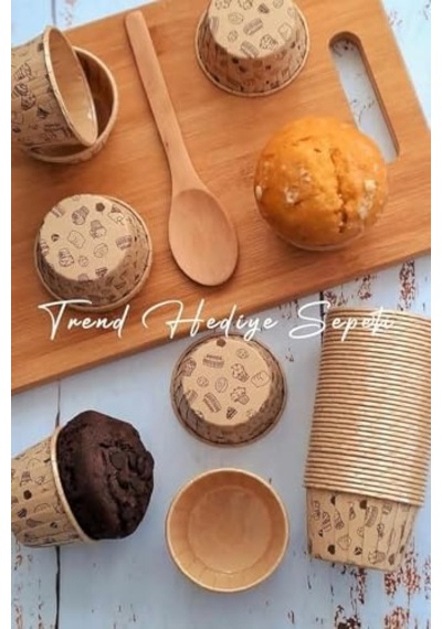 50&apos Li Kek Desenli Muffin Kek Kalıbı, Kek Kapsülü Cupcake Kalıbı, Airfryer Uyumlu