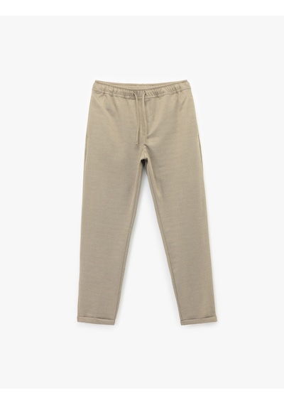 Koton Straight Fit Pike Kumaş Cep Detaylı Beli Bağcıklı Pantolon Haki 6wam40006hk Haki