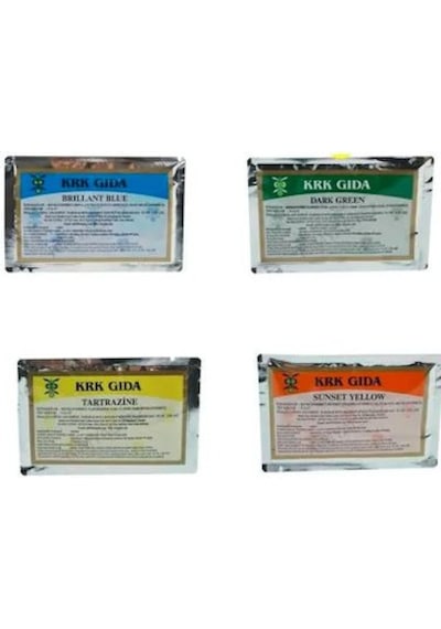Krk Gıda Toz Gıda Boyası  Sarı + Mavi + Yeşil + Turuncu 4 x 9 G