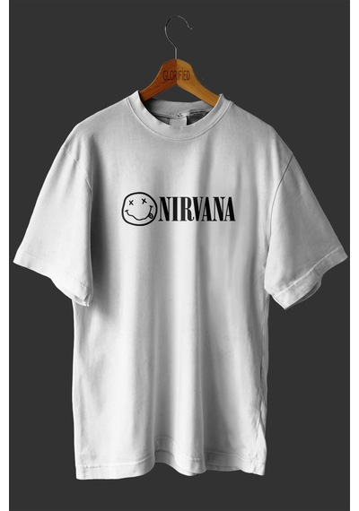 Noıssey -wed Nirvana Tasarım Baskılı Oversize T Shirt Beyaz
