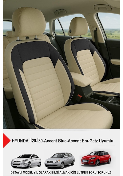 Mocha Taytüyü Oto Koltuk Kılıfı Hyundai İ20-i30-accent Blue-era-getz Uyumlu Bej