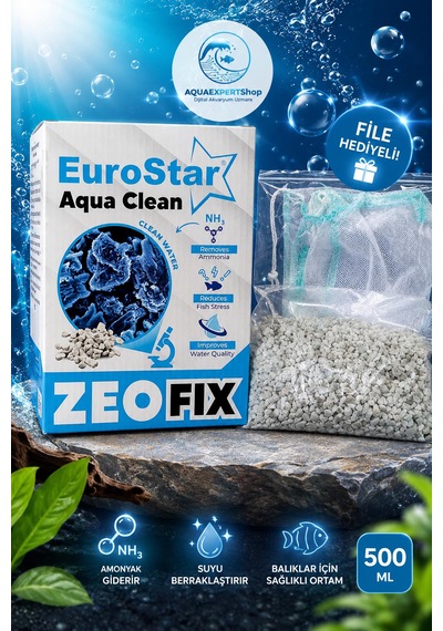 Eurostar Amonyak Giderici Zeolite Filtre Malzemesi 500 Ml - File Hediyeli - Su Berraklaştırıcı - Üstün Temizlik Gücü