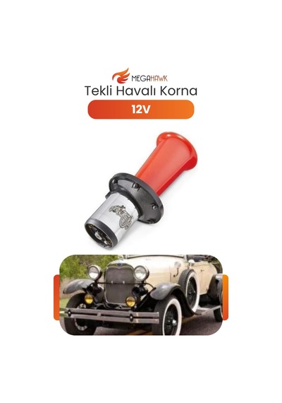 Korna 12v Tekli Havalı Korna Kırmızı Metal Kompresörlü Yüksek Ses