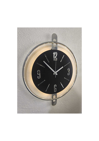 Pey Aksesuar 50x70 Cm Metal Ahşap Ve Işığın Muhteşem Uyumu Duvar Saati Dekoratif Metalik