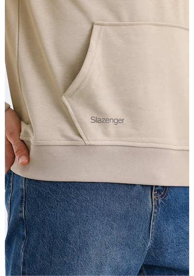 Slazenger Obra In Erkek Kapüşonlu Cepli Bej Sweatshirt Bej